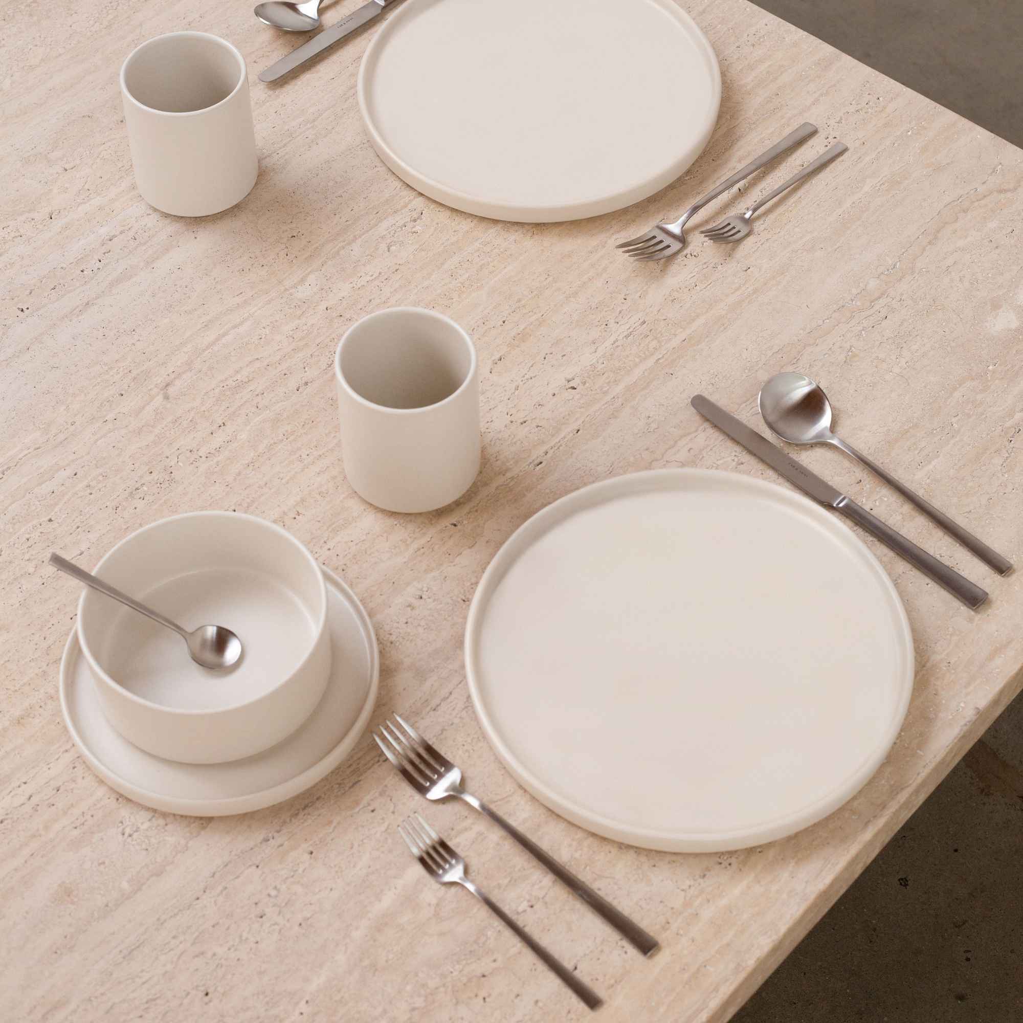 Porcelain Dinnerware Set - 26 Piece, Modern Ivory White